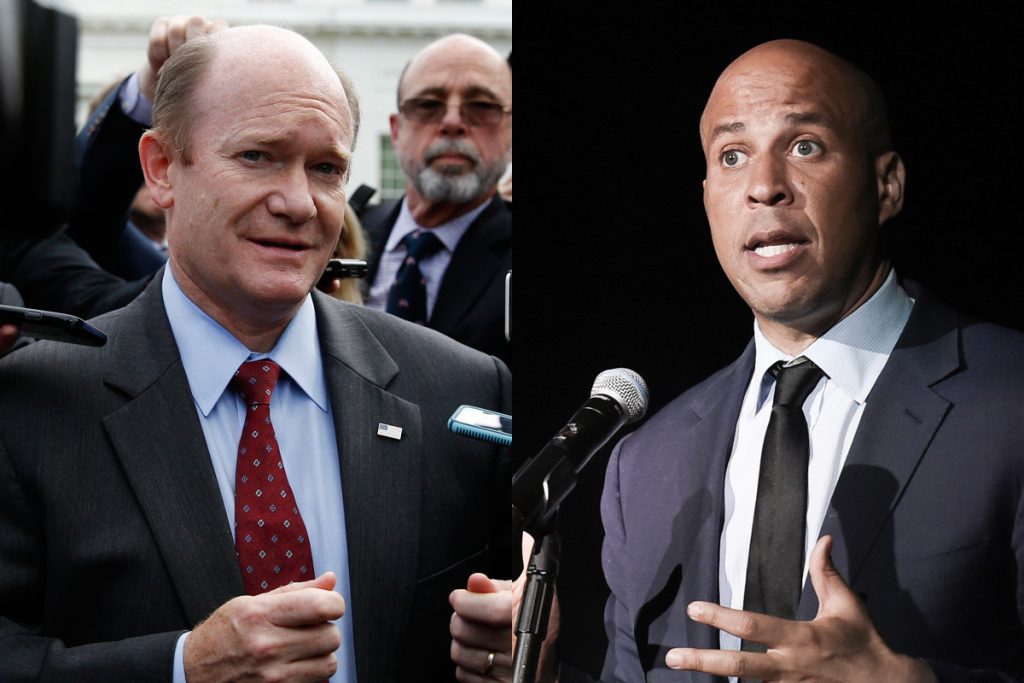 coons booker Sen. Chris Coons of Delaware and Sen. Cory Booker of New Jersey are leading efforts to block the firing of special prosecutor Robert Mueller
