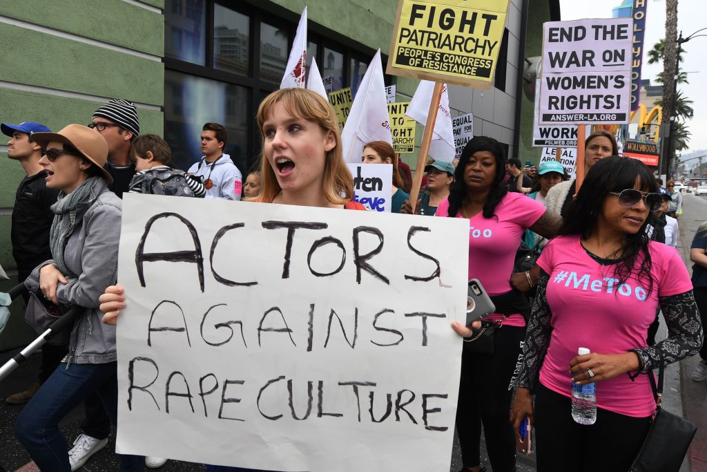 Victims of sexual harassment, sexual assault, sexual abuse and their supporters protest during a #MeToo march in Hollywood, Calif., on Nov. 12. Victims of sexual harassment, sexual assault, sexual abuse and their supporters protest during a