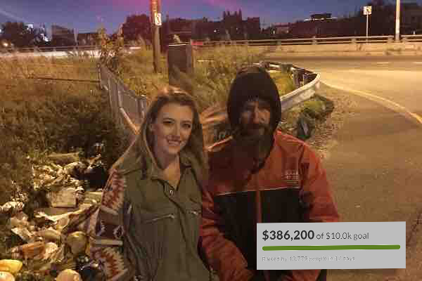 homeless man Kate McClure with Johnny Bobbitt Jr. (McClure's GoFundMe page)