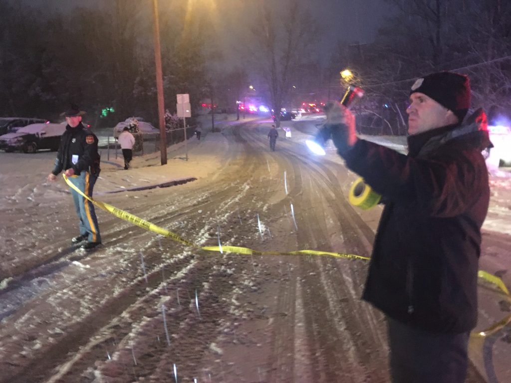 Delaware Police shooting A Delaware State Police trooper shot and killed a driver during a traffic stop after the suspect drove off dragging the trooper with him. (John Jankowski/for WHYY)