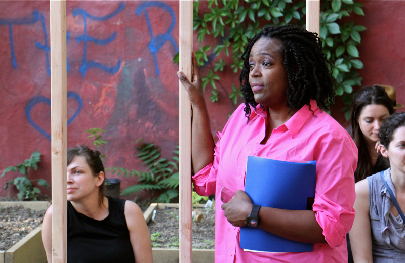 Mona Washington, at a performance of her one-act play, "Neighbors?"