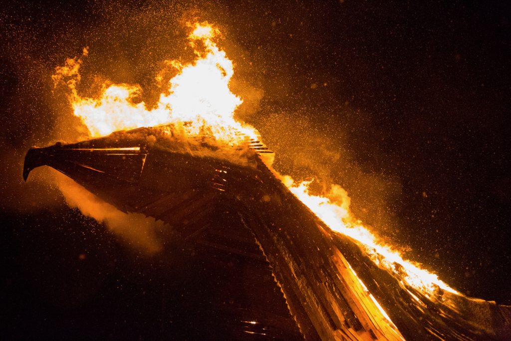 2017 12 09-e cohen-phoenixville-firebird festival bird in flames The phoenix catches fire at the 14th Annual Firebird Festival in Phoenixville, Pennsylvania.