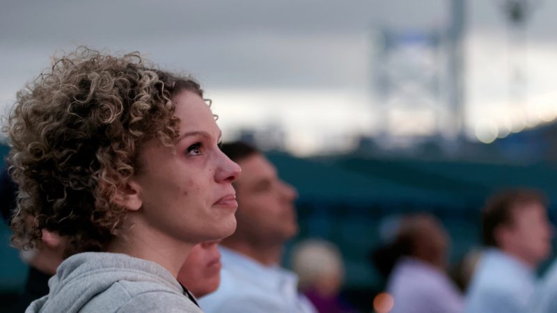 Overdose victims are remembered during the Regional Candlelight Vigil on October 14, 2017 at Camden Waterfront Stadium. (Bastiaan Slabbers for WHYY)