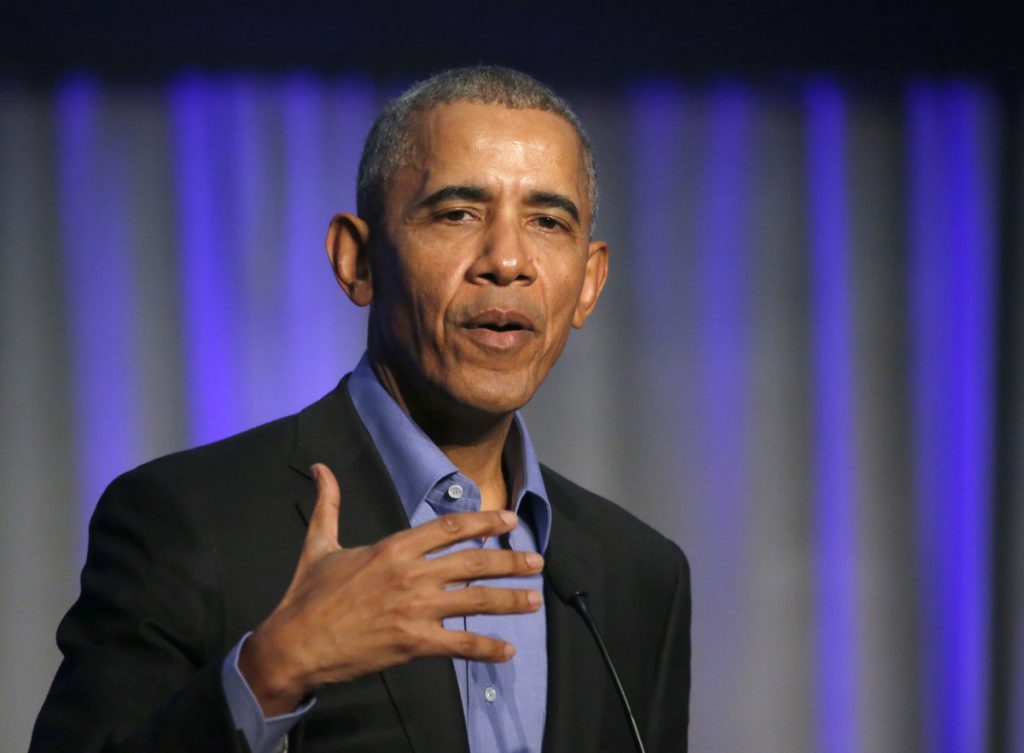 Former President Barack Obama addresses a summit on climate change last year. He will be in Philadelphia Friday to stump for Democrats on the November ballot. (Charles Rex Arbogast/AP Photo)