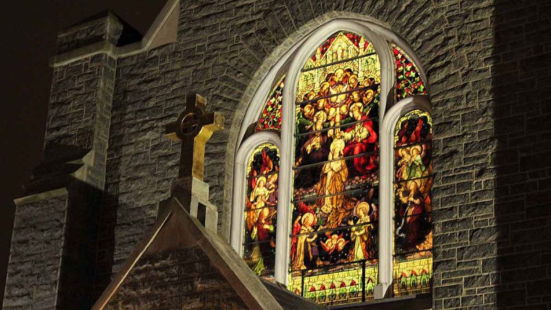 Stained glass window on a church in Cape May. (Bill Barlow/for WHYY)