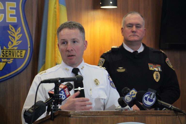 Deputy police Commissioner for special operations Dennis Wilson and SEPTA Police Commissioner Thomas Nestel.
