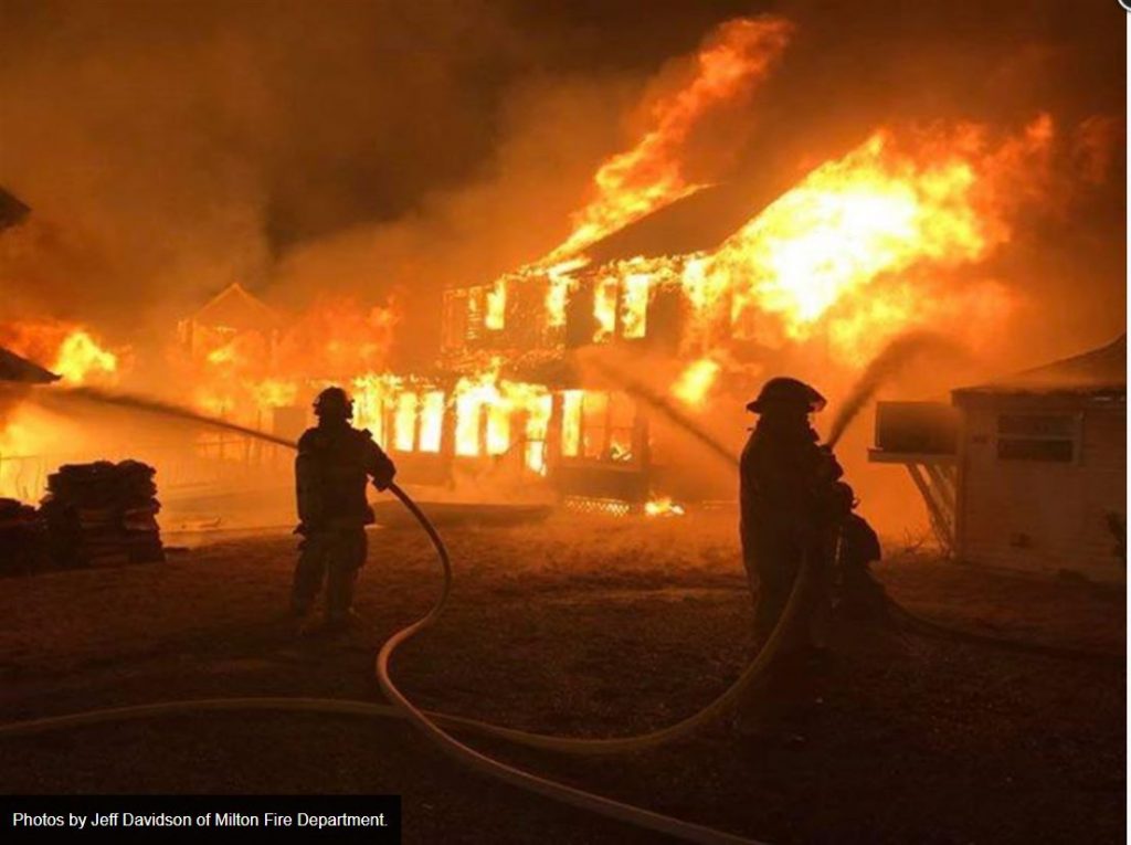 Milton 1 Flames engulf a Slaughter Beach on Christmas night. (Jeff Davidson of Milton Fire Department/courtesy Indian River Vol. Fire Co.)