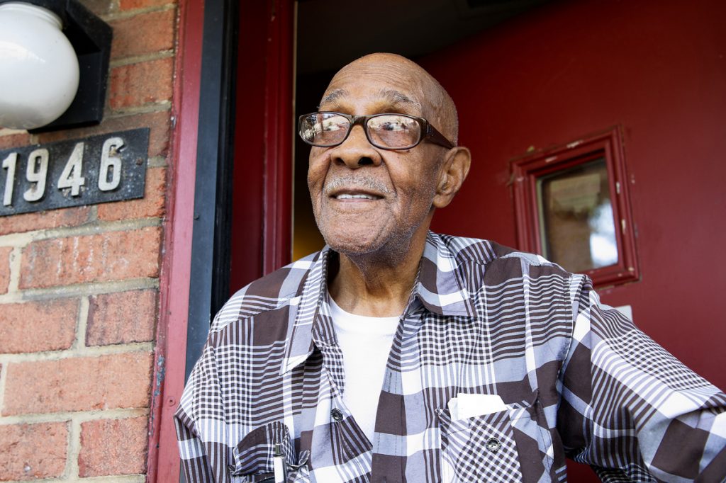 PHA Norris Apartments Residents Albert Hill, 87, has lived at the Norris Homes for more than 50 years. He's looking forward to returning to the homes once the development is complete. (Bastiaan Slabbers/for WHYY)