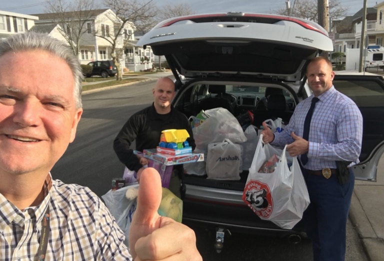 Police from the North Wildwood Police Department with recovered toys. (Photo courtesy of the North Wildwood Police Department)