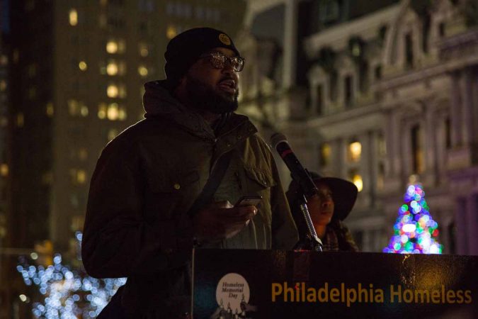 Richard Ramson reads a poem he wrote reflecting on his time living on the street. (Emily Cohen for WHYY)