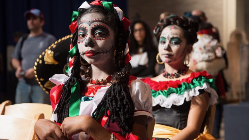 Samantha Garcia, 10, embraces her heritage at Penn Museum's annual Day of the Dead celebration October 28th 2017. (Emily Cohen for WHYY)