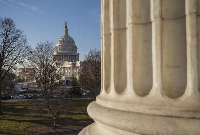 The Capitol is seen in Washington, Monday, Dec. 18, 2017, as Congress returns to face action on the GOP tax bill and funding the government before the end of the week. (AP Photo/J. Scott Applewhite)