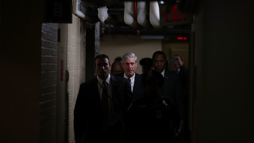 Special counsel Robert Mueller (C) leaves after a closed meeting with members of the Senate Judiciary Committee on June 21, 2017, at the Capitol in Washington, D.C. Special counsel Robert Mueller (center) leaves after a closed meeting with members of the Senate Judiciary Committee on June 21, 2017, at the Capitol in Washington, D.C. (Alex Wong/Getty Images)
