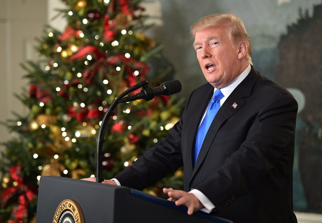 President Trump delivers a statement on Jerusalem from the White House on Wednesday.