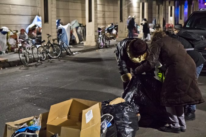 Since the cleanup of the Conrail tracks in Kensginton, many living there have moved to live beneath the overpass at Emerald and Lehigh Streets. (Kimberly Paynter/WHYY)