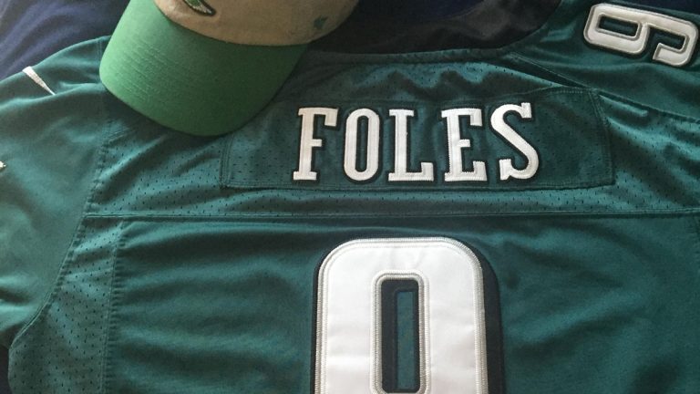Nick Foles' jerseys are back. (Paul Verdi/for WHYY)