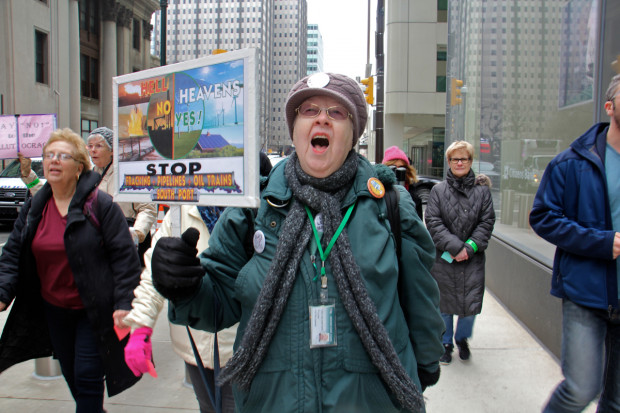 protest-620×413 Protesters march on Arch Street in support of the EPA, Tuesday, March 21, 2017. EPA employee Gary Morton spoke at the rally. About a week later, a Freedom of Information Act request was made seeking any emails between him and Sen. Bob Casey.