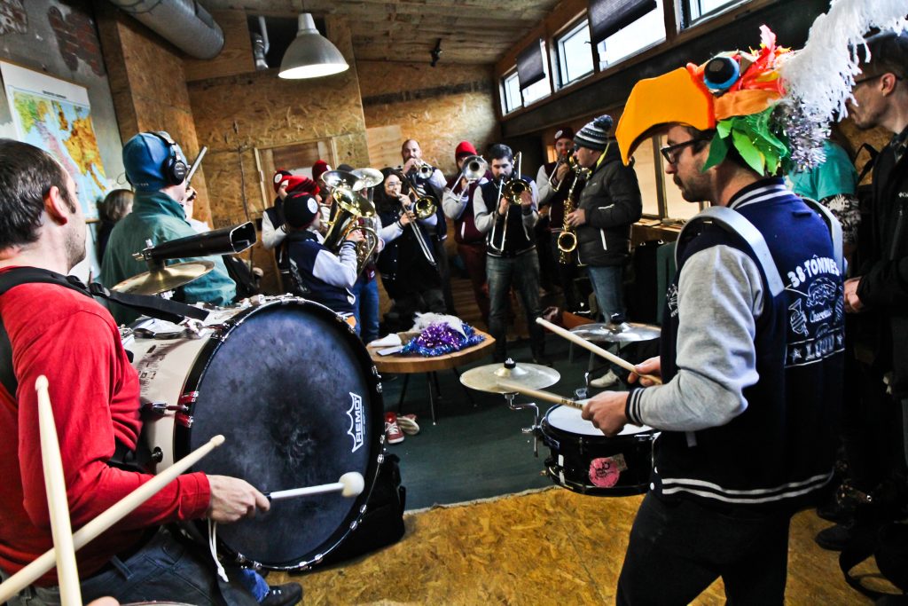 rabble rousers nyd-9 Members of the 38 Tonnes arrived in Philadelphia on Wednesday from France and will be performing at the Rabble Rousers' 2018 New Year’s Day event. (Kimberly Paynter/WHYY)