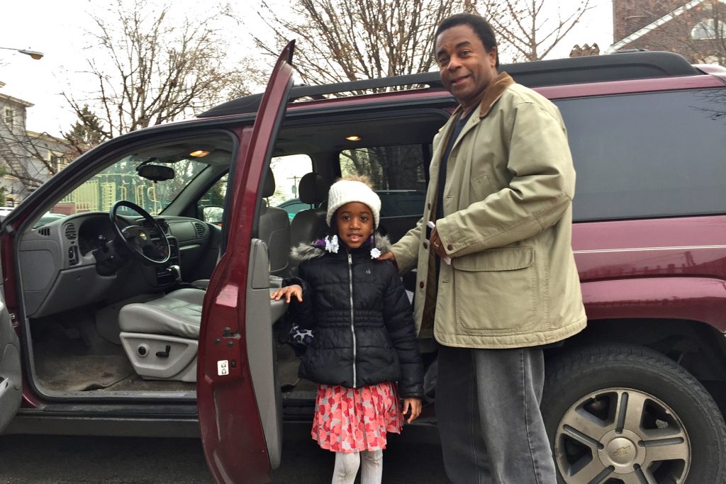 2018 01 03-a wolfman arent-philadelphia powel school-chosing to go out of catchment Waliyyuddin Abdullah drops off daughter Florrie, a first grader, at Powel School in West Philadelphia. Abdullah chose Powel over his neighborhood school in North Philadelphia.