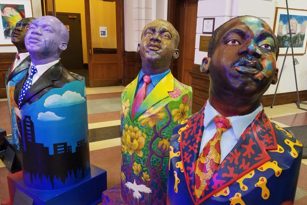 20180111_113730 Students at the Philadelphia High School for the Creative and Perfoming arts designed sculptures that will be installed throughout the city for Martin Luther King Day.