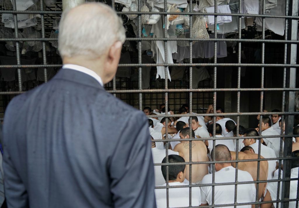 Jeff Sessions U.S. Attorney General Jeff Sessions stops to look at cell conditions during a tour of a police station and detention center in San Salvador, El Salvador, in July. The city is known as one of the most dangerous in the world. The Trump administration is expected to decide Monday whether to extend temporary protected status to 250,000 Salvadorans in the U.S. (