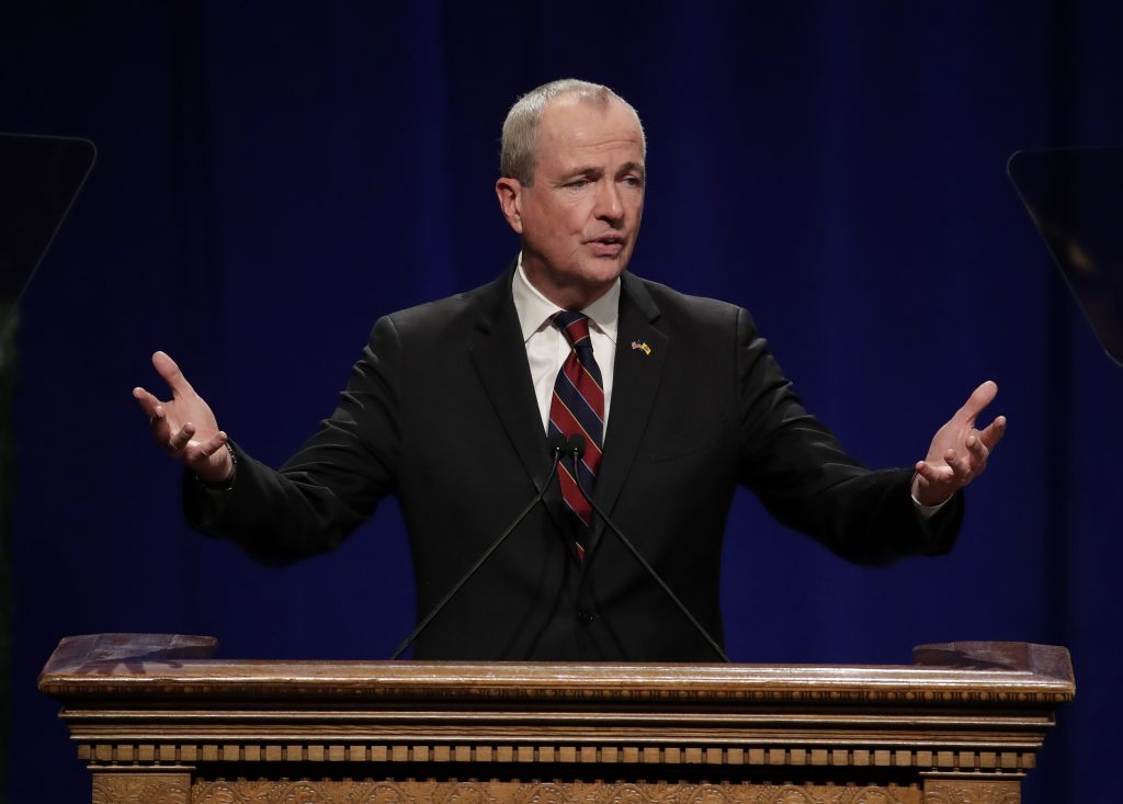 NJ Governor Inauguration Phil Murphy gives his address after being sworn in as governor of New Jersey during his inauguration, Tuesday, Jan. 16, 2018, in Trenton, N.J.