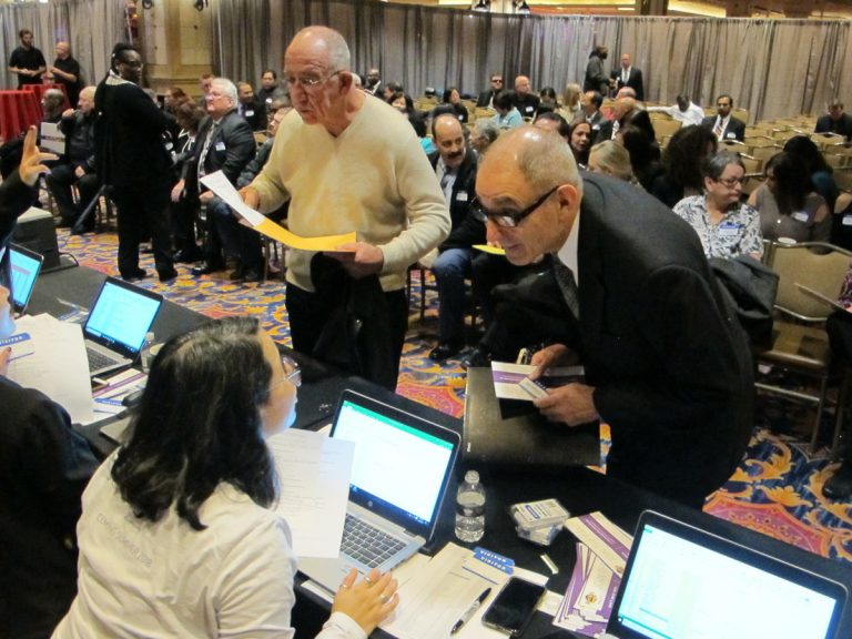 Job applicants interact with screening staff during a hiring event for the soon-to-open Hard Rock casino on Tuesday Jan. 30, 2018 in Atlantic City N.J. Hard Rock, which used to be the Trump Taj Mahal, held the recruiting event for former Taj workers. The former Revel casino is reopening around the same time as well as the Ocean Resort casino, adding thousands of jobs to a market that lost 11,000 since 2014 due to casino closings. (Wayne Parry/AP Photo)