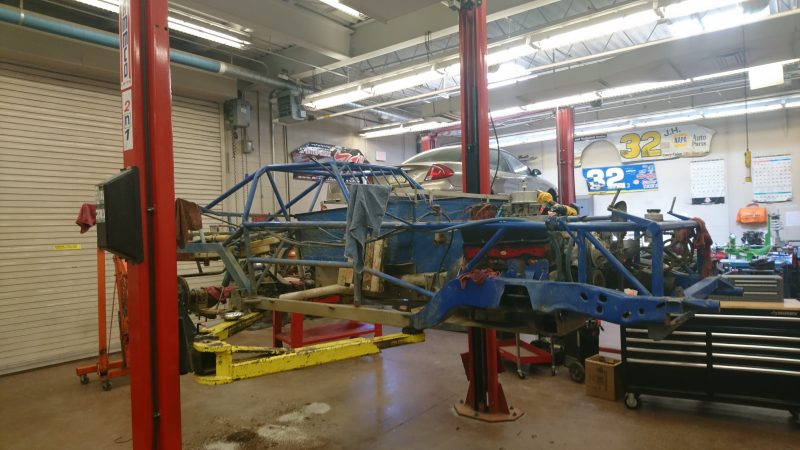 The frame of a car in Corry's automotive classroom (Kevin McCorry/Keystone Crossroads)