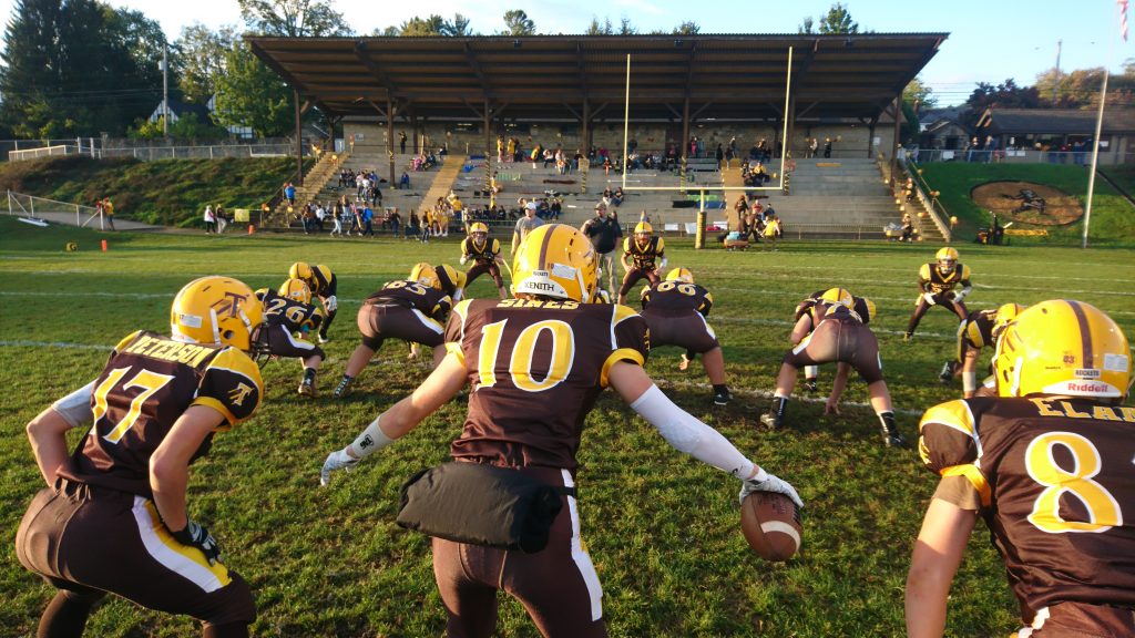DSC_0378 The Titusville High School football team warms up before the homecoming game (Kevin McCorry/Keystone Crossroads)