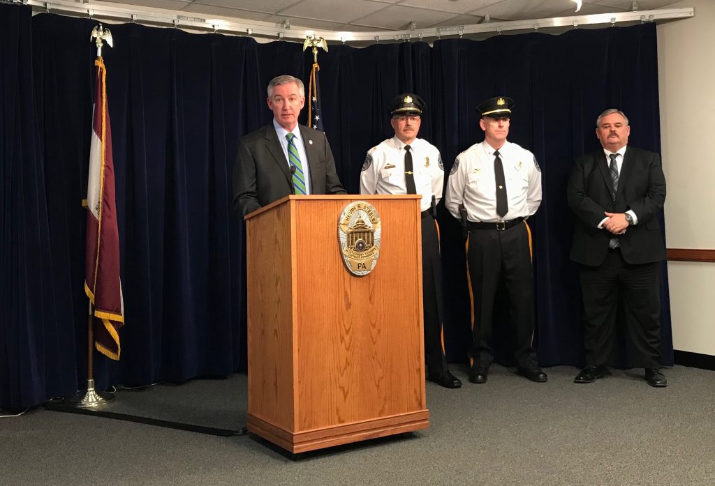 IMG_0949 Montgomery County District Attorney Kevin Steele talks about using DNA phenotyping to help solve a gunpoint rape in Norristown Farm Park.