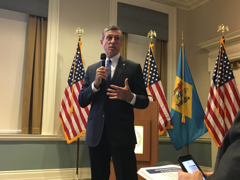 Gov. John CARNEY Delaware Gov. John Carney presents his FY 2019 budget to state lawmakers at the Delaware Public Archives in Dover. (Mark Eichmann/WHYY)