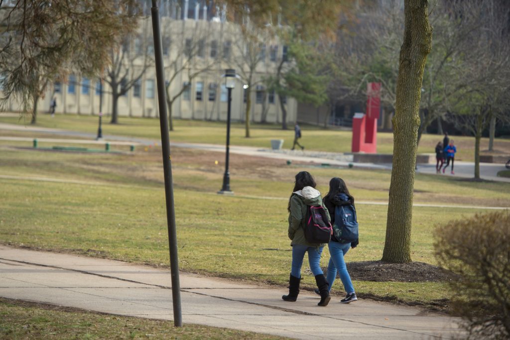 Students between classes on the Busch campus Students between classes on the Busch campus
