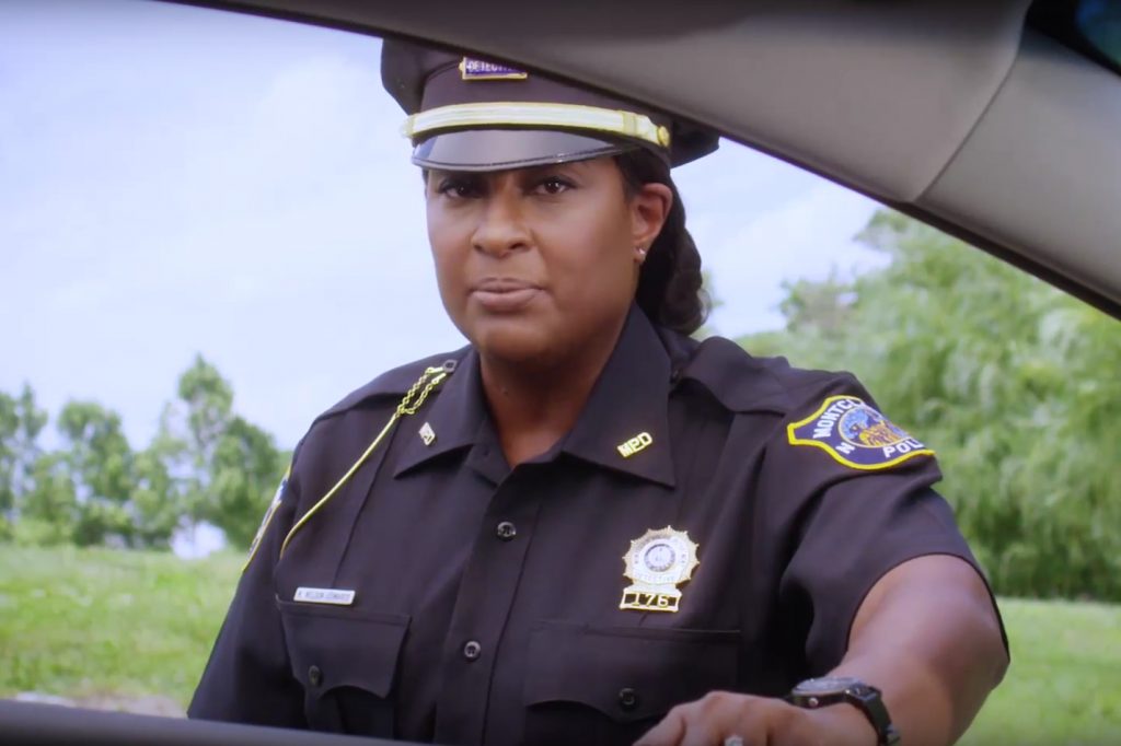 Screen shot 2018-01-17 at 4.11.29 PM Montclair Police Detective Kim Nelson Edwards is featured in an ad aimed at easing tensions during traffic stops.