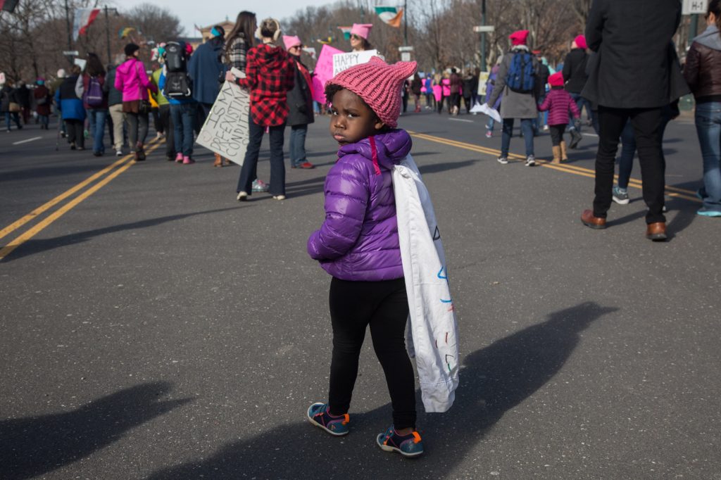 cohen-womens_march_2018-12 Lotte Snyder, 3, shows off her cape at the 2018 Women's March on Philadelphia