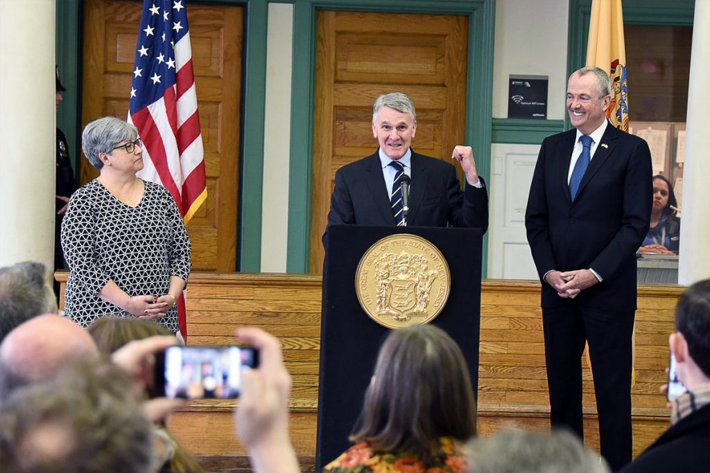 corbett Kevin Corbett (center) is the choice of New Jersey Gov. Phil Murphy (right) to lead New Jersey Transit. (Governor’s office photo)