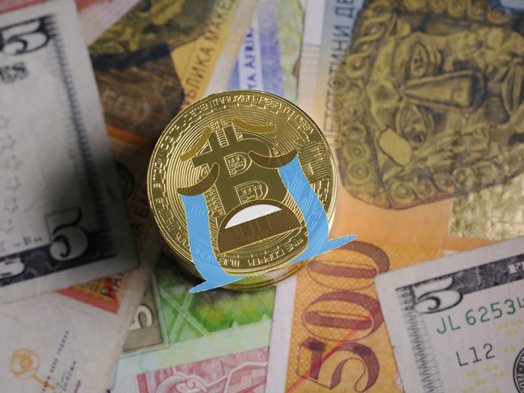 Artistic collage of a crying bitcoin (Kenny Malone and Alice Wilder)