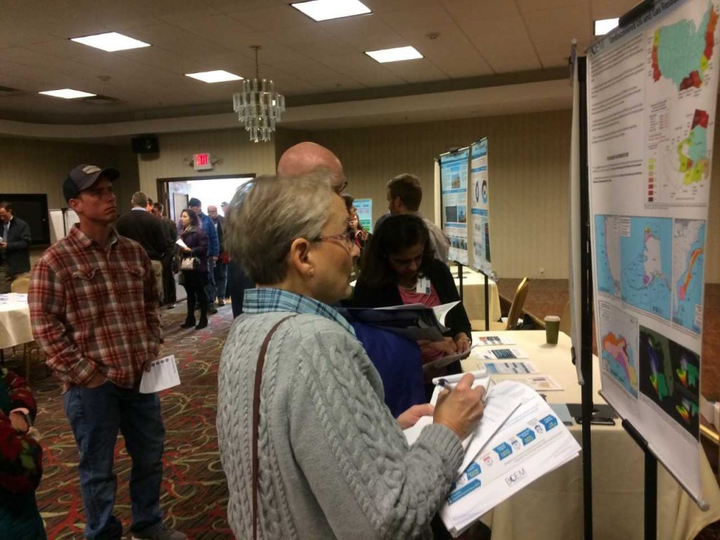 20170118-jaramillo-dover-public-hearing-drilling At a public information session in Dover, Delaware, Thursday, Charlotte Reid looks over information about the Trump administration's plan to expand oil and gas drilling along the Atlantic coastline. She fears that could put Delaware at risk of a spill.