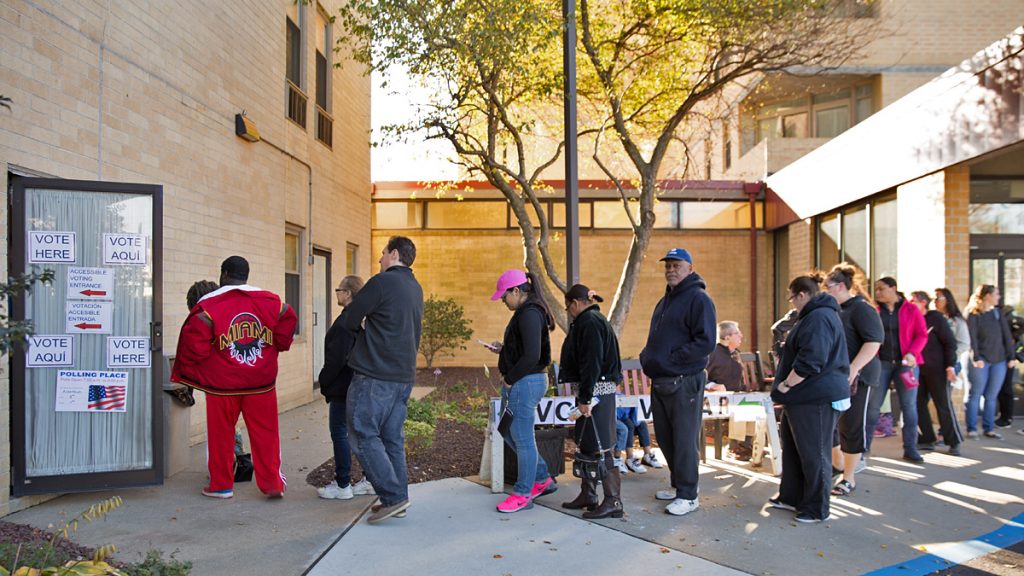 elections_day_allentown In this file photo, voters line up outside the B’nai B’rith apartments on Election Day in Allentown, Pennsylvania.
