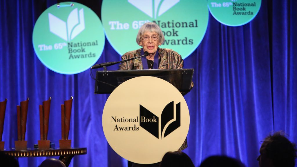 Ursula K. Le Guin speaks at the 2014 National Book Awards, where she was presented with lifetime achievement honors. Ursula K. Le Guin speaks at the 2014 National Book Awards, where she was presented with lifetime achievement honors.