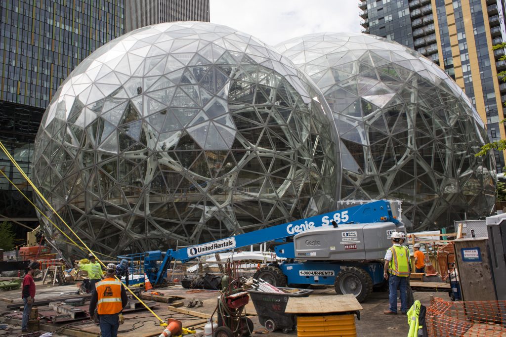 Amazon says the second headquarters will be a “full equal” to its corporate headquarters in Seattle, Wash., shown here. Amazon says the second headquarters will be a