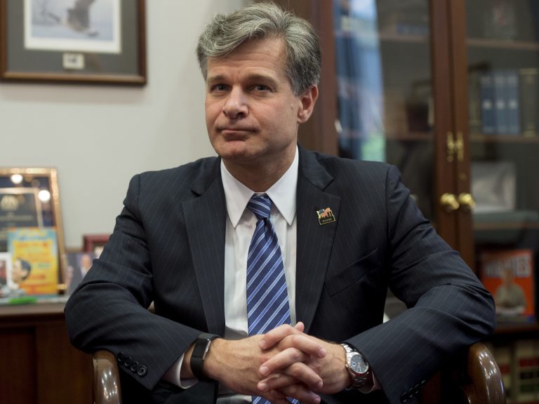 FBI Director Christopher Wray. The bureau warns it has 