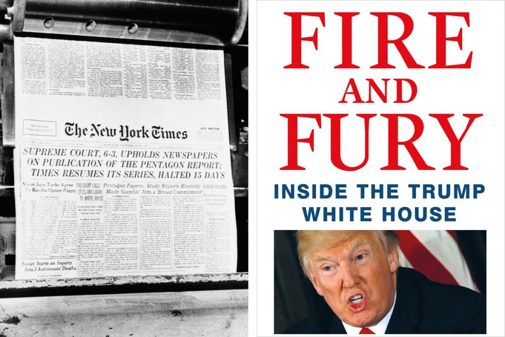 Pentagon Papers, Fire and Fury The New York Times published a series of articles based on the secret Pentagon papers in 1971.