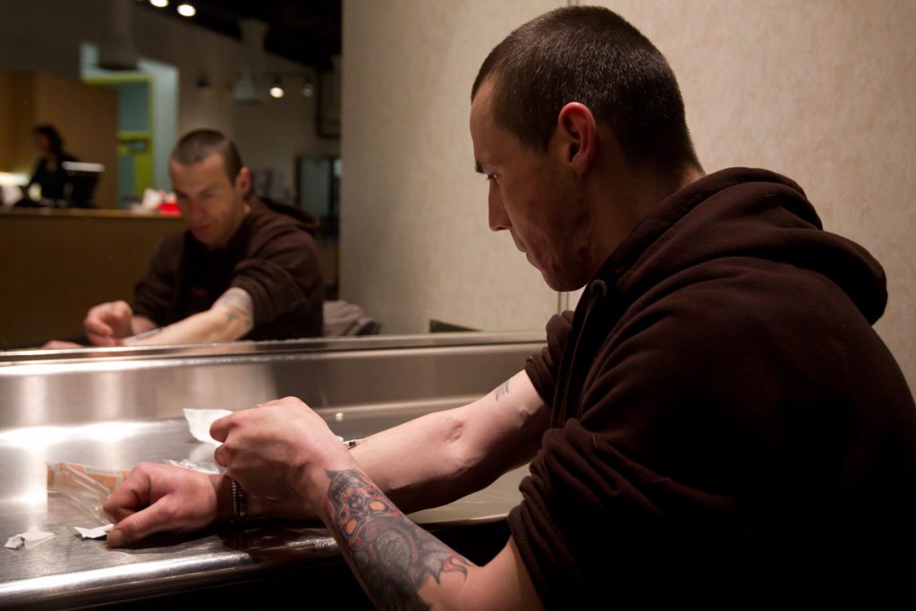 safe injection site A an injects heroin he bought on the street at a safe-injection clinic in Vancouver, B.C.