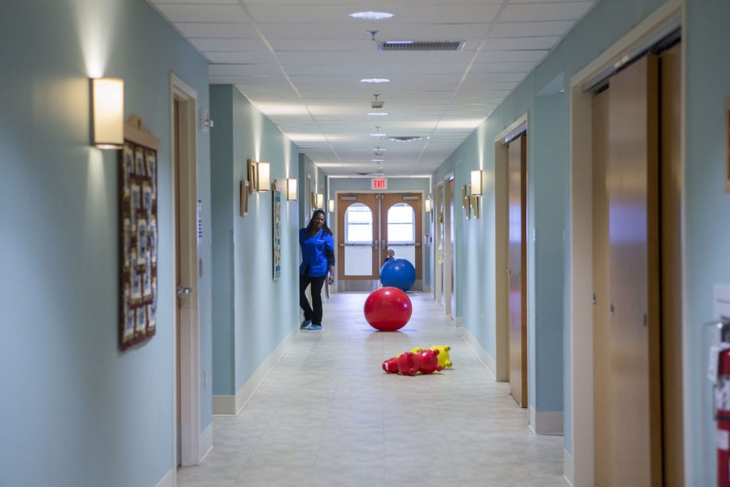 safestart_01 The main hallway of the SafeStart program, an early head start program on the campus of Allentown State Hospital in Allentown, Pa, is a play area for kids. (Jessica Kourkounis/for Keystone Crossroads)