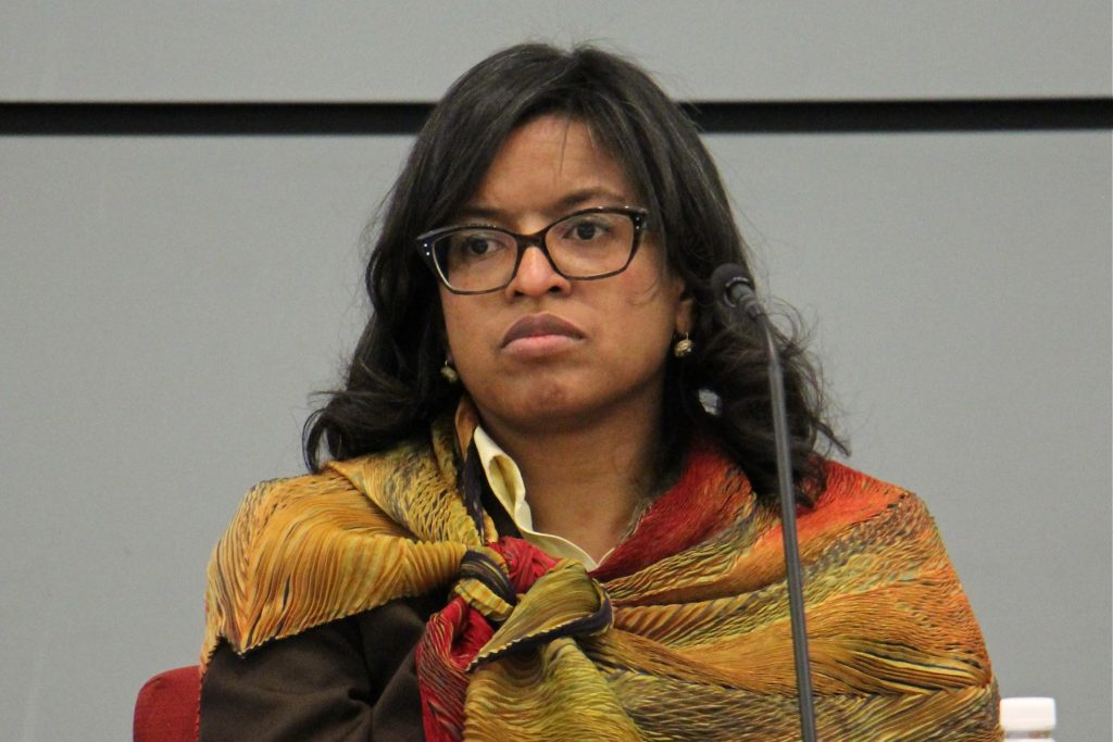 Philadelphia School Reform Commission member Farah Jiminez. (Emma Lee/WHYY)