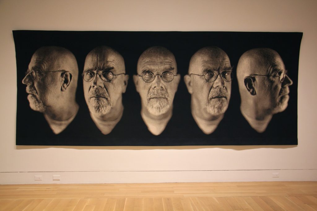 2017 10 05-e lee-chuck close-philadelphia pafa-photographs 1 The Pennsylvania Academy of Fine Arts is using its exhibition of the photographs of Chuck Close to start conversations about sexual misconduct in the art world. Close, shown here in ''Self-Portrait/Five Part'' has been acused of treating female models in a sexually degrading way.