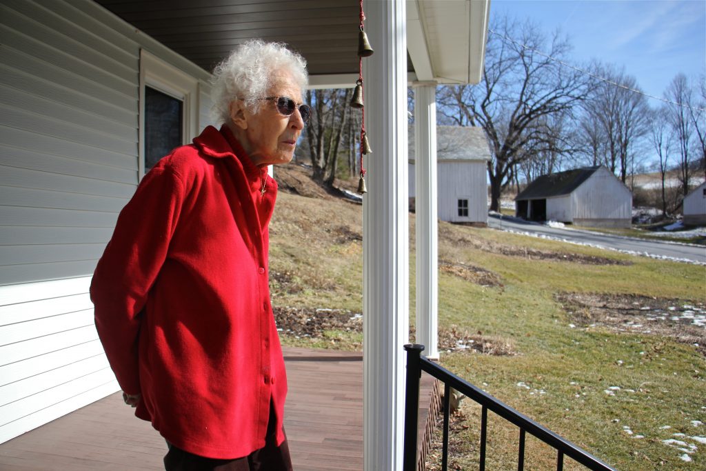 From the porch of her Palmerton farmhouse, Albertine Anthony looks out on the rolling hills of lower Carbon County. She believes the PennEast pipeline's proposed route through her 124-acre farm threatens her water supply.