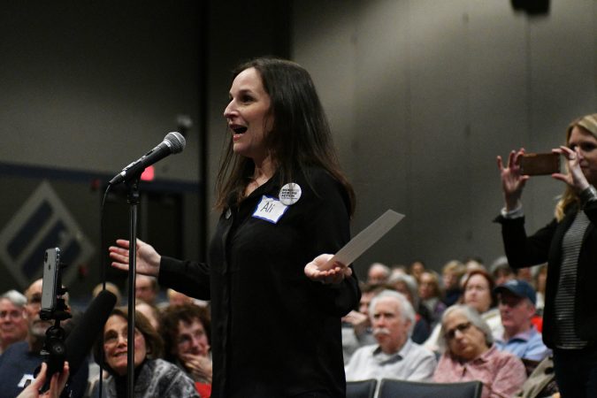 Candidates were asked questions on various topics, including gun violence and sexual harassment, at a candidate forum held at Council Rock High School in Newtown, Pa. on Tuesday evening. (Bastiaan Slabbers/for WHYY)