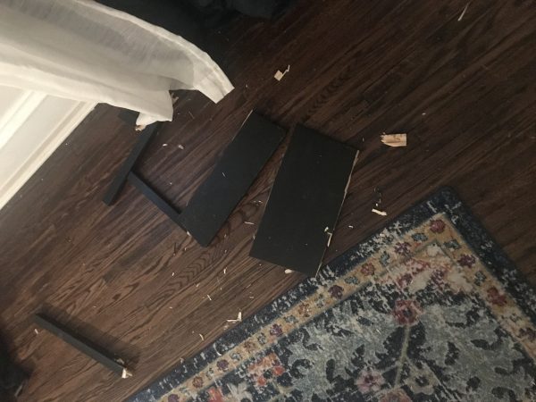 One Germantown fan smashed his own dining room chair as it started to look like an Eagles victory could become a reality.