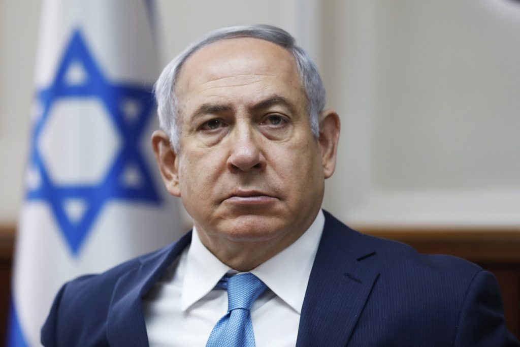 Benjamin Netanyahu Israeli Prime Minister Benjamin Netanyahu chairs the weekly cabinet meeting at the Prime Minister's office in Jerusalem, Sunday, Feb. 11, 2018. (Ronen Zvulun, Pool via AP)